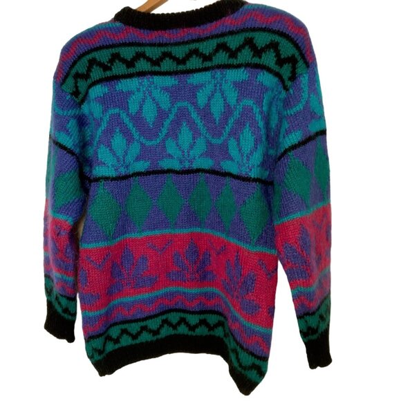 Gallagher Sweater Womens M Crew Neck Striped Vintage 1990s Retro Mohair Blend - Picture 3 of 12